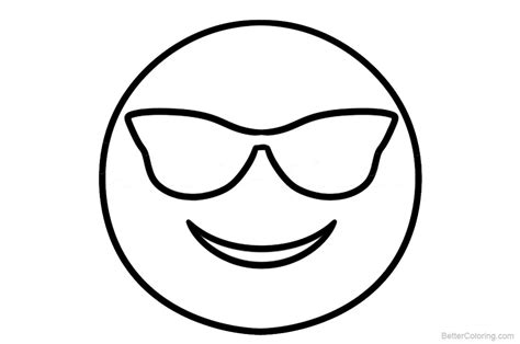 emojis coloring pages smile  glasses  printable coloring pages