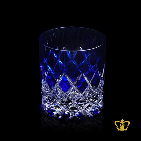 Buy Cobalt Blue Luminous Crystal Whiskey Glass Adorned With Deep