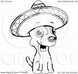 Chihuahua Sombrero Cartoon Sitting Coloring Wearing Vector Clipart Outlined Thoman Cory Regarding Notes Clipartof sketch template