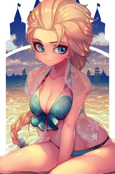 rule 34 big breasts bikini blonde hair disney elsa