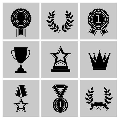 award icons set black  vector art  vecteezy