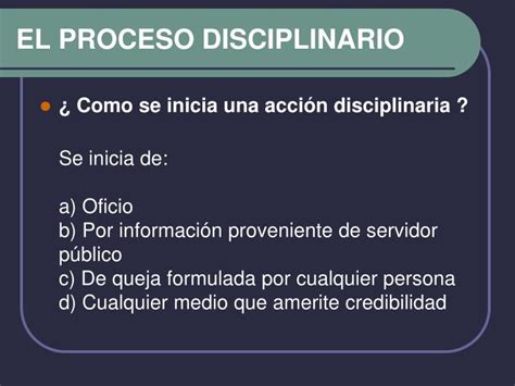 Ppt El Proceso Disciplinario Powerpoint Presentation Free Download