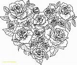 Coloring Pages Roses Flower Rose Colouring Flowers Adult Printable Heart Crosses Hearts sketch template