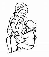 Coloring Girl Nurse Comforting Little Crying Pages Doctor Netart Color Female Child sketch template