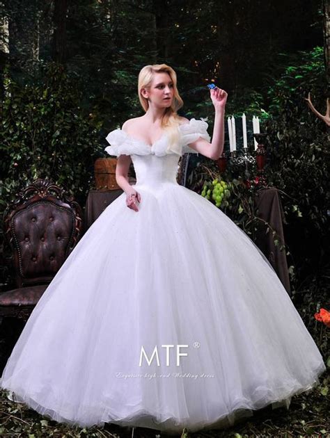 New Arrival Movie Adult Cinderella Wedding Dress 2015 Ball Gown Off The