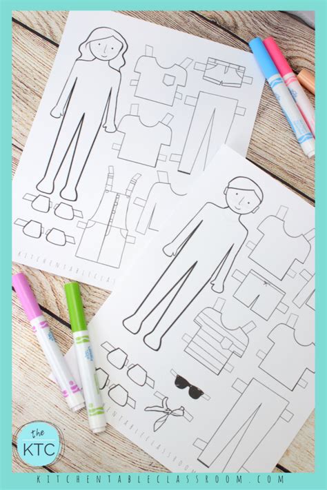 printable paper doll templates color  play  kitchen table
