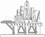Oil Rig Drilling Sketch Drawing Refinery Derrick Offshore Platform Sea Getdrawings Paintingvalley Rising Above sketch template