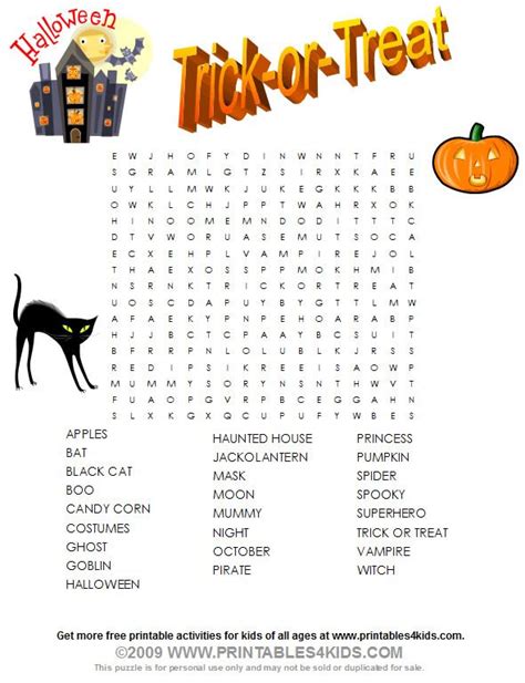 halloween word search printables  kids  word search puzzles
