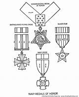 Coloring Honor Memorial Pages Medal Medals Drawing Navy Service Distinguished Military Cross Holiday States United Silver Men Honkingdonkey Women Getdrawings sketch template