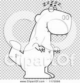 Tyrannosaurus Dinosaur Rex Sleeping Outlined Coloring Clipart Cartoon Vector Cory Thoman sketch template