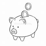 Salvadanaio Porcellino Piggy Skarbonka Muntstukken Spaarvarken Kleuren Gouden Dorato Monete Disegnato Amusement Illustrazione Kolorowanki Monety Wektor Książka Farbowanie Złote sketch template