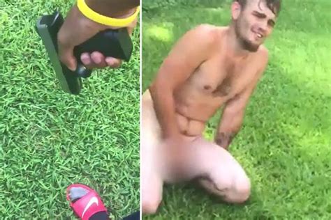shocking moment gun wielding dad confronts naked man he claimed had stripped off in front of