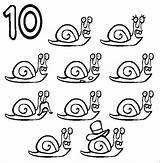 Cijfer Caracoles Snails Kleurplaten Numbers Slak Printen sketch template