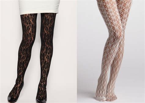 Fall Lace Pattern Tights Left Patterned Tights Style Fashion