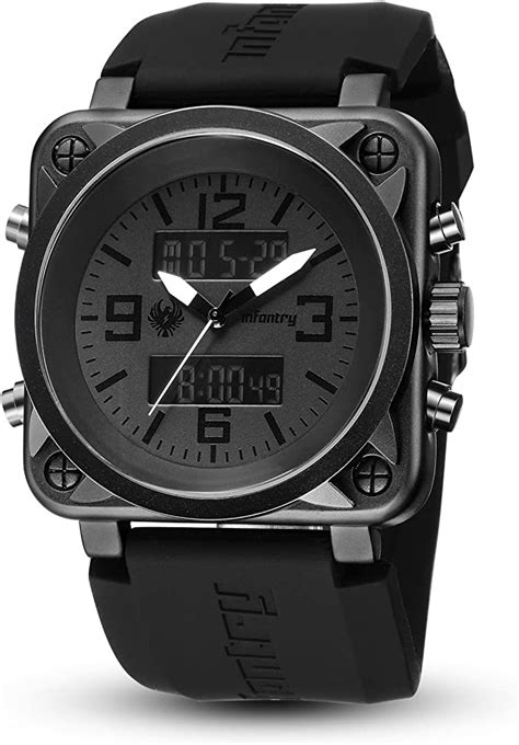 infantry mens big face dual display military tactical analog sport