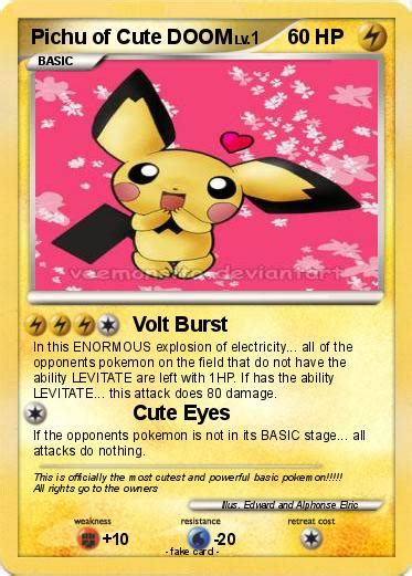 pokémon pichu of cute doom volt burst my pokemon card