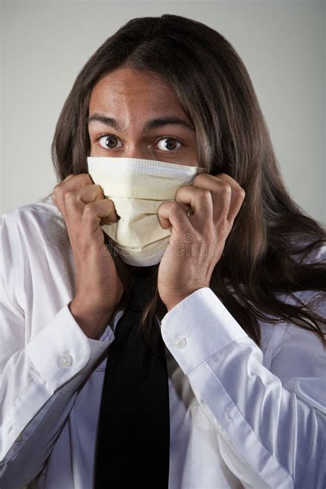 man wearing  breathing mask stock image image  indian american