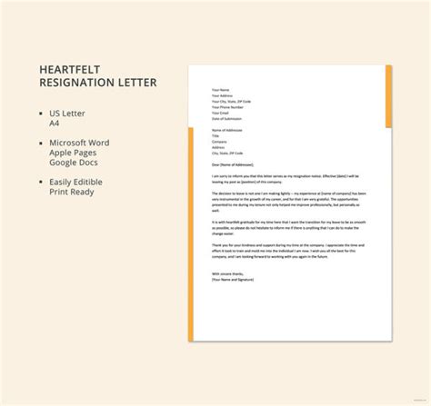 letter  resignation template   word  document downloads