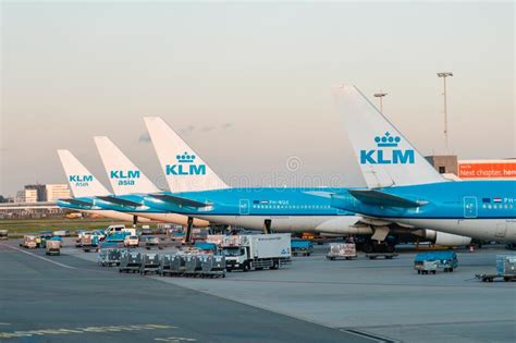 klm airline airplanes  airport  amsterdam editorial stock photo image  boeing holiday