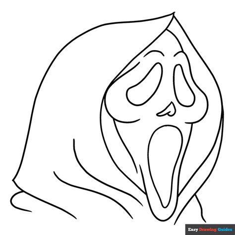 scream mask coloring page easy drawing guides