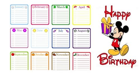 birthday calendar templates     birthday