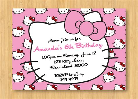 kitty printable birthday invitations template  hundreds