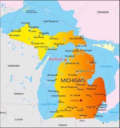 map  michigan showing     upper peninsulas