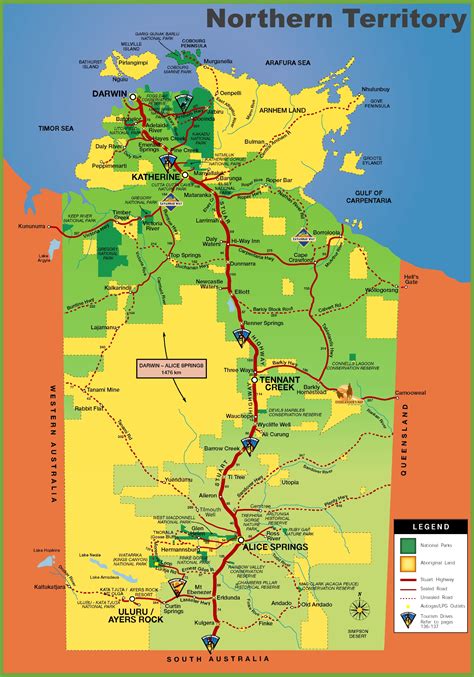 northern territory tourist map ontheworldmapcom