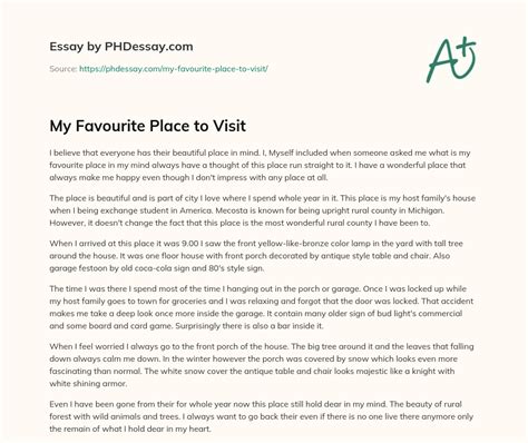 favourite place  visit  words phdessaycom