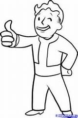 Fallout Coloring Pages Vault Boy Draw 99kb 307px Template sketch template