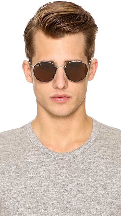 lyst ray ban polarized  folding sunglasses  metallic  men