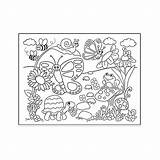 Coloring Placemat Garden Crayons Kids sketch template
