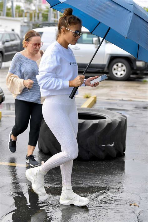 jennifer lopez sports all white as she arrives at the gym in miami
