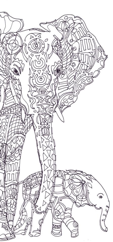 printable elephant coloring pages  adults ti
