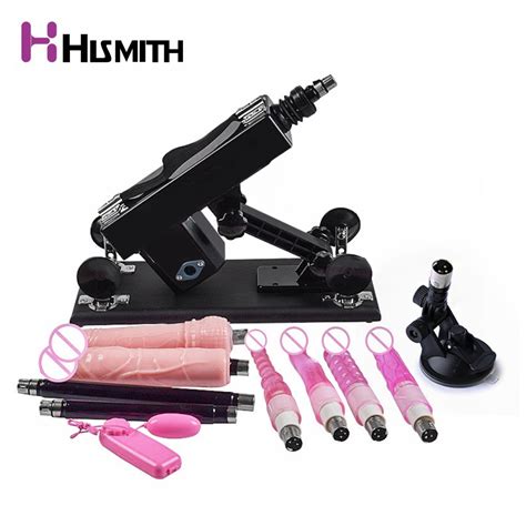 hismith new sex machine female masturbation pumping gun with 6 dildos