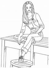 Model Top Coloring Pages Girls sketch template