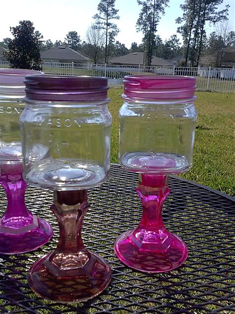 Mason Jar Wine Glass Colored Glass Shimmer Colors One Etsy Mason