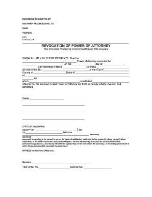 revocation  power  attorney form templates fillable printable