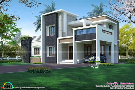 sq ft  bedroom modern box style architecture kerala home design  floor plans