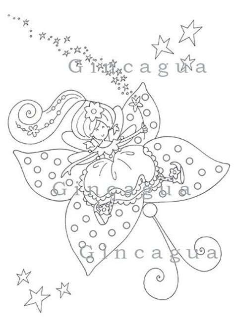 printable coloring page flying fairy butterfly  gincagua  etsy