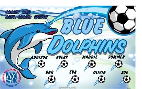 Blue Dolphins B58234 Digitally Printed Vinyl Soccer Sports Team Banner