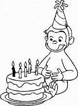Coloring Birthday George Curious Pages Happy Cake Grandpa Kids Disney Card Drawing Print Boys Printable Color Drawings Boy Clipart Mouse sketch template