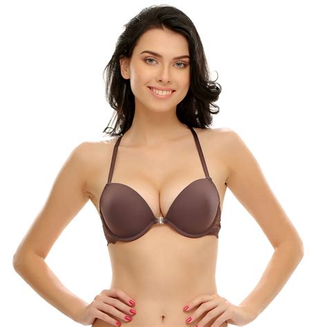 Buy Front Open Push Up Bra In Brown Color With Sexy Back