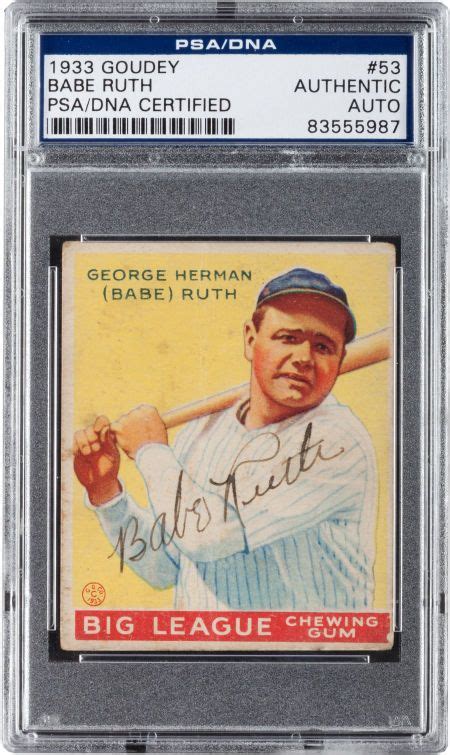1933 Goudey Babe Ruth Card Autographed Authenticated