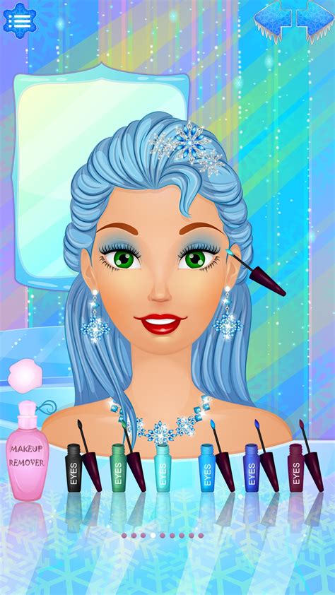 snow queen dress   makeup princess makeover salon  girly girls