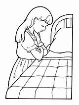 Praying Coloring Girl Child Drawing Pages Jesus Lds Children Primary Little Prayer Boy Pray Color Bedside Clipart Bed Her Clip sketch template