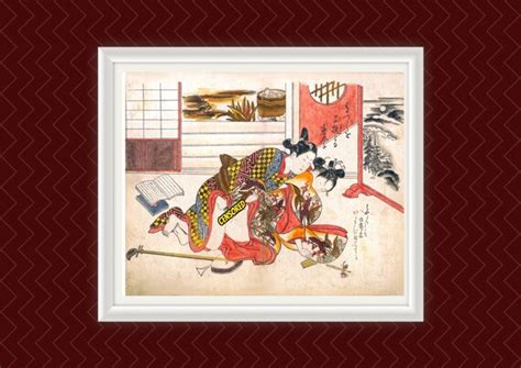 erotic japanese shunga 春画 print 16 an 18th c reproduction etsy