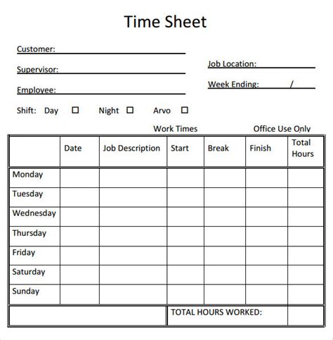 sample timesheet calculator templates