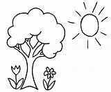 Tree Coloring Pages Kids Sun Apple sketch template