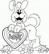 Coloring Dog Valentine Heart Pages Color Printable Valentines Happy sketch template